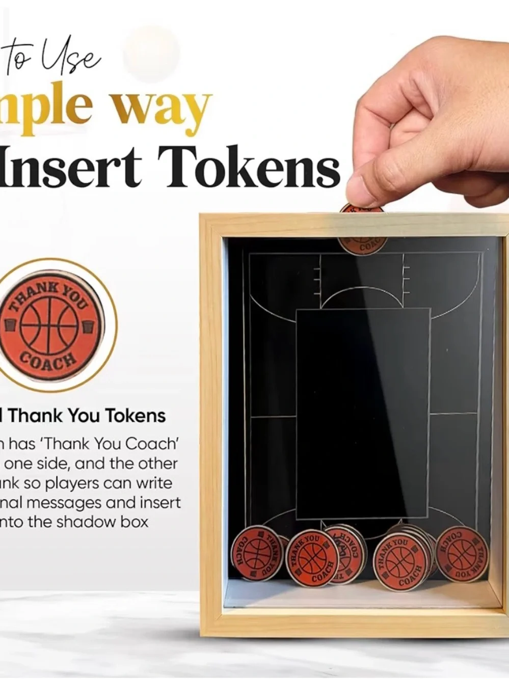 Basketball coach Gift Shadow Box /Thank you Coach Frame With Tokens.
